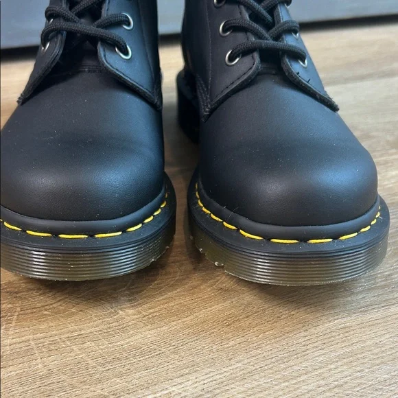 Dr. Martens Black Leather Boots with Yellow Accents - Picture 3 of 8